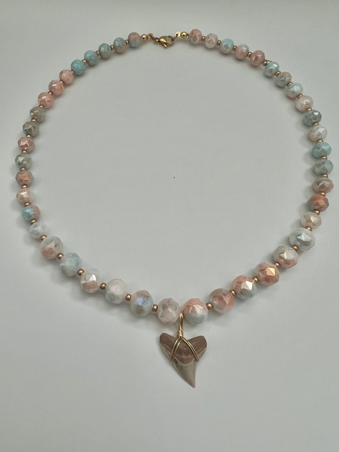 Cotton Candy Cream Bull Shark Tooth Necklace