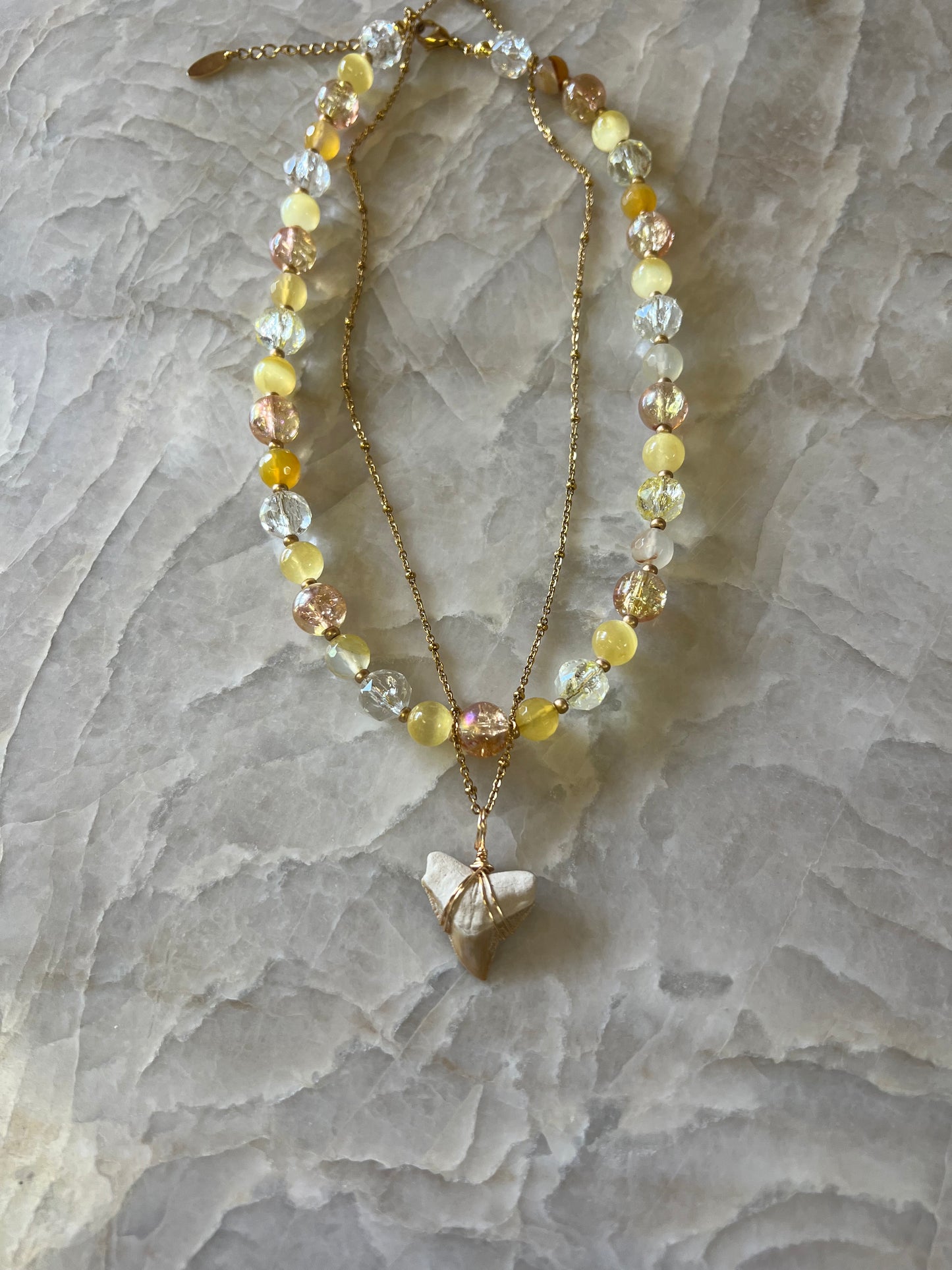 Sunny Day Bone Valley Yellow Bull Shark Tooth Necklace