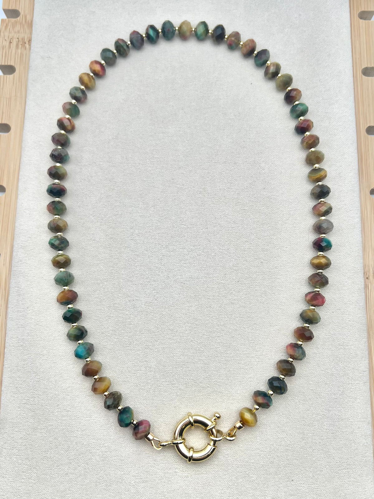 Galaxy Tiger Eye Charm Necklace- perfect everyday color