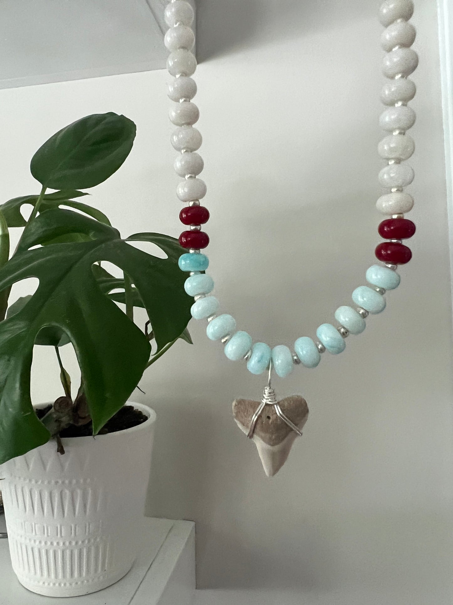 Americana Collection- Red, White, & Bulls- Coastal Carolina Bull Shark tooth necklace