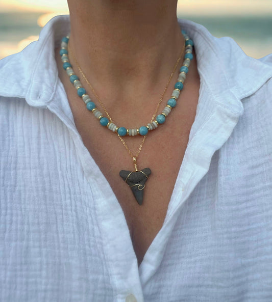 The Wake 🌊 Double layer Great White Necklace