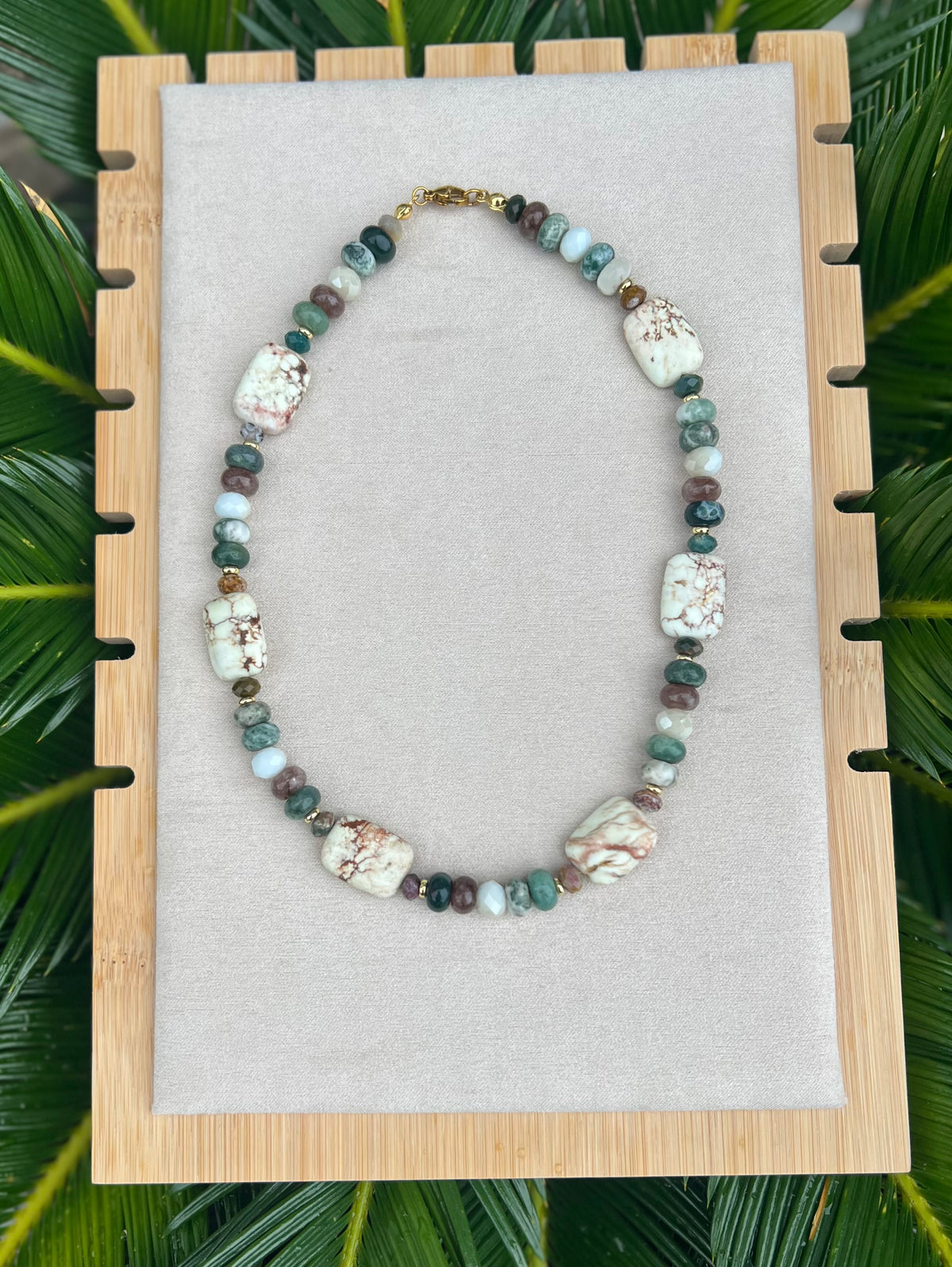 Coastal forest beaded necklace
