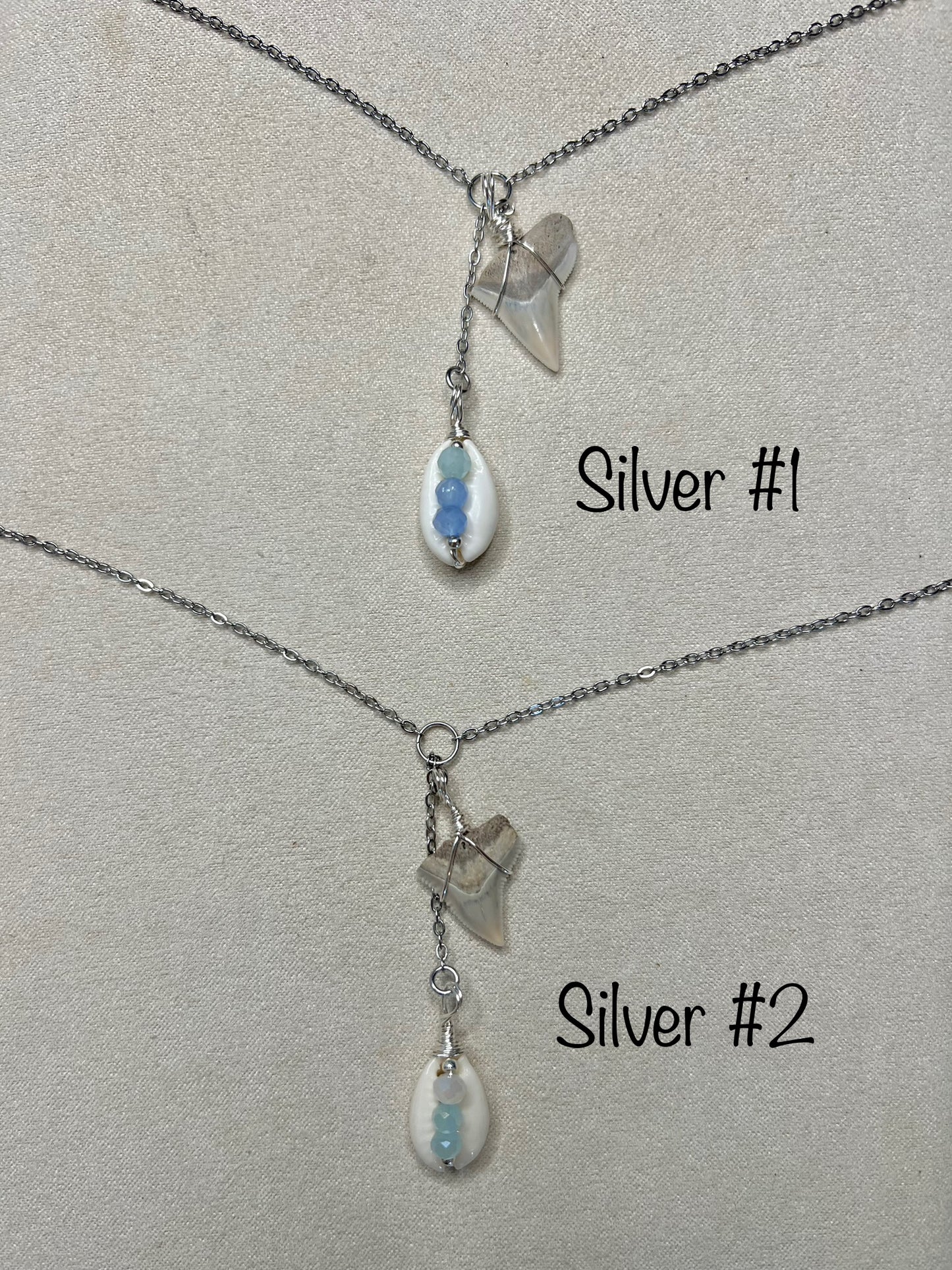 COASTal Cowgirl -shark tooth + Cowrie Lariat necklace