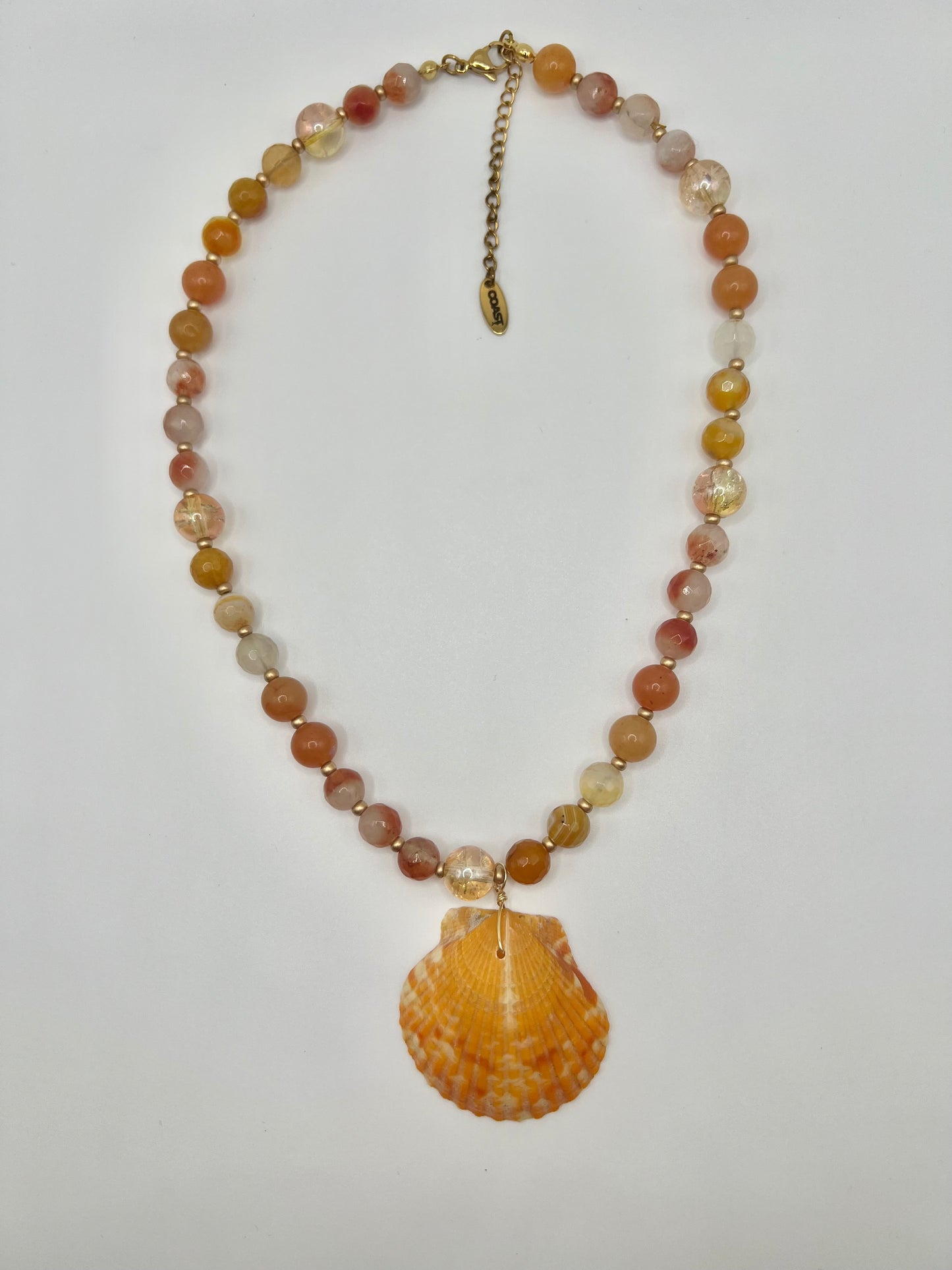 Coastal Sunrise Beaded Scallop Necklace