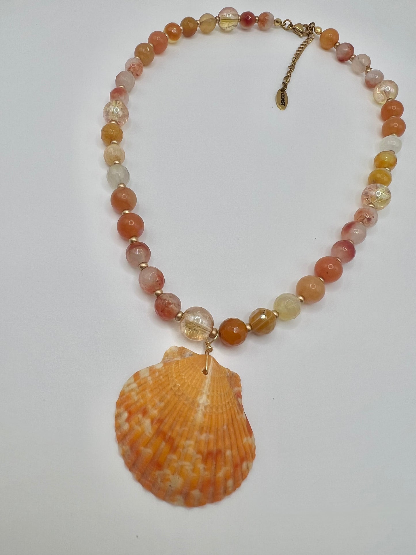 Coastal Sunrise Beaded Scallop Necklace