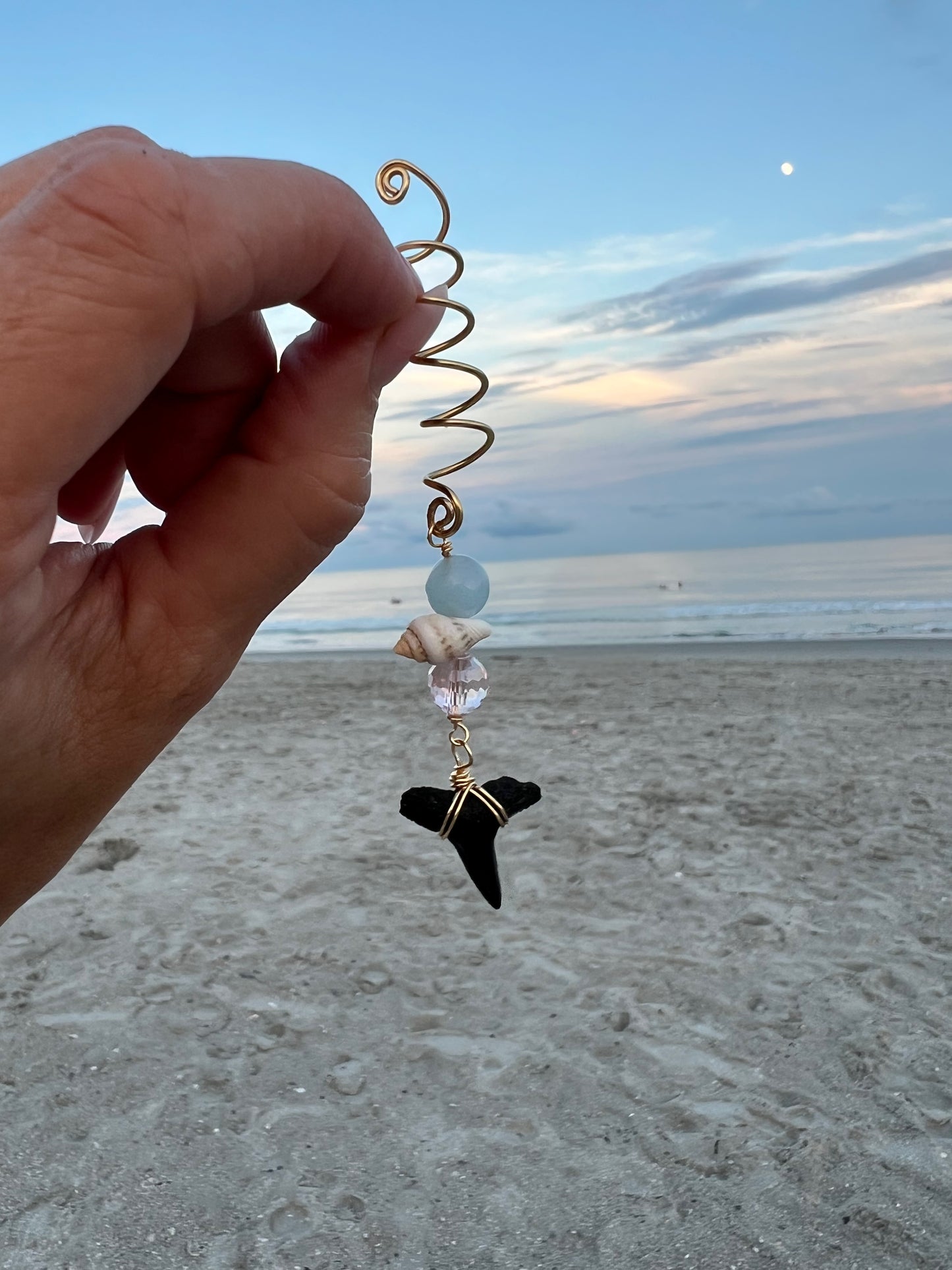 COASTal Hair Charms-  Shark teeth, shells, and ocean inspired hair, swim, clothing, and bag accessories