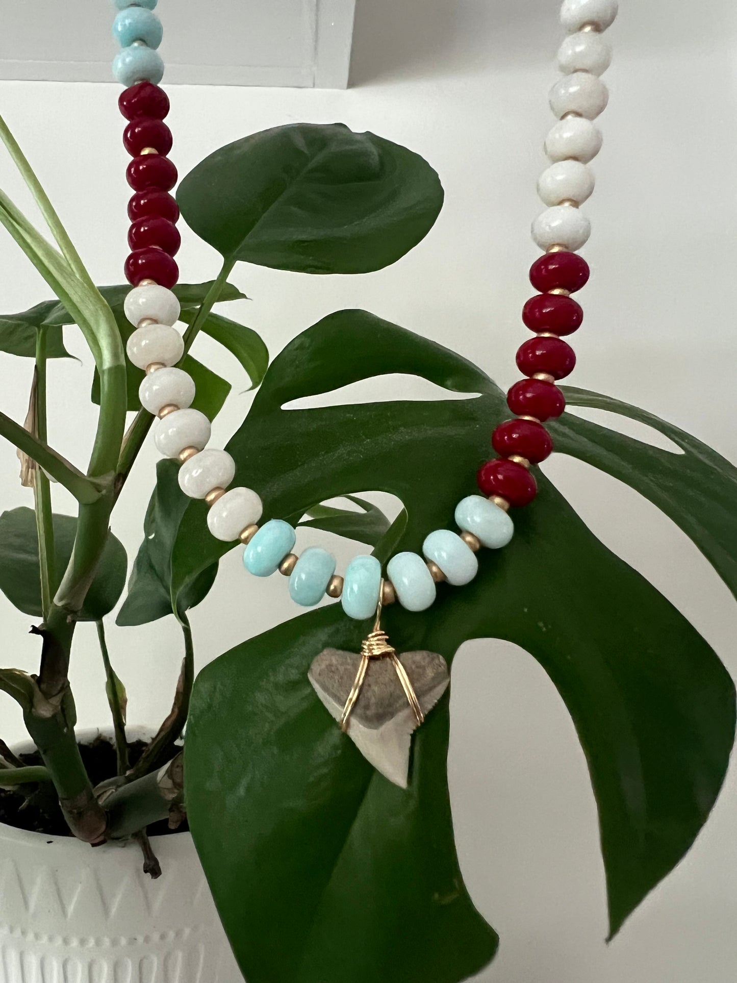 Americana Collection: Red, White, and Bulls- Coastal Carolina Cream Bull Shark tooth necklace