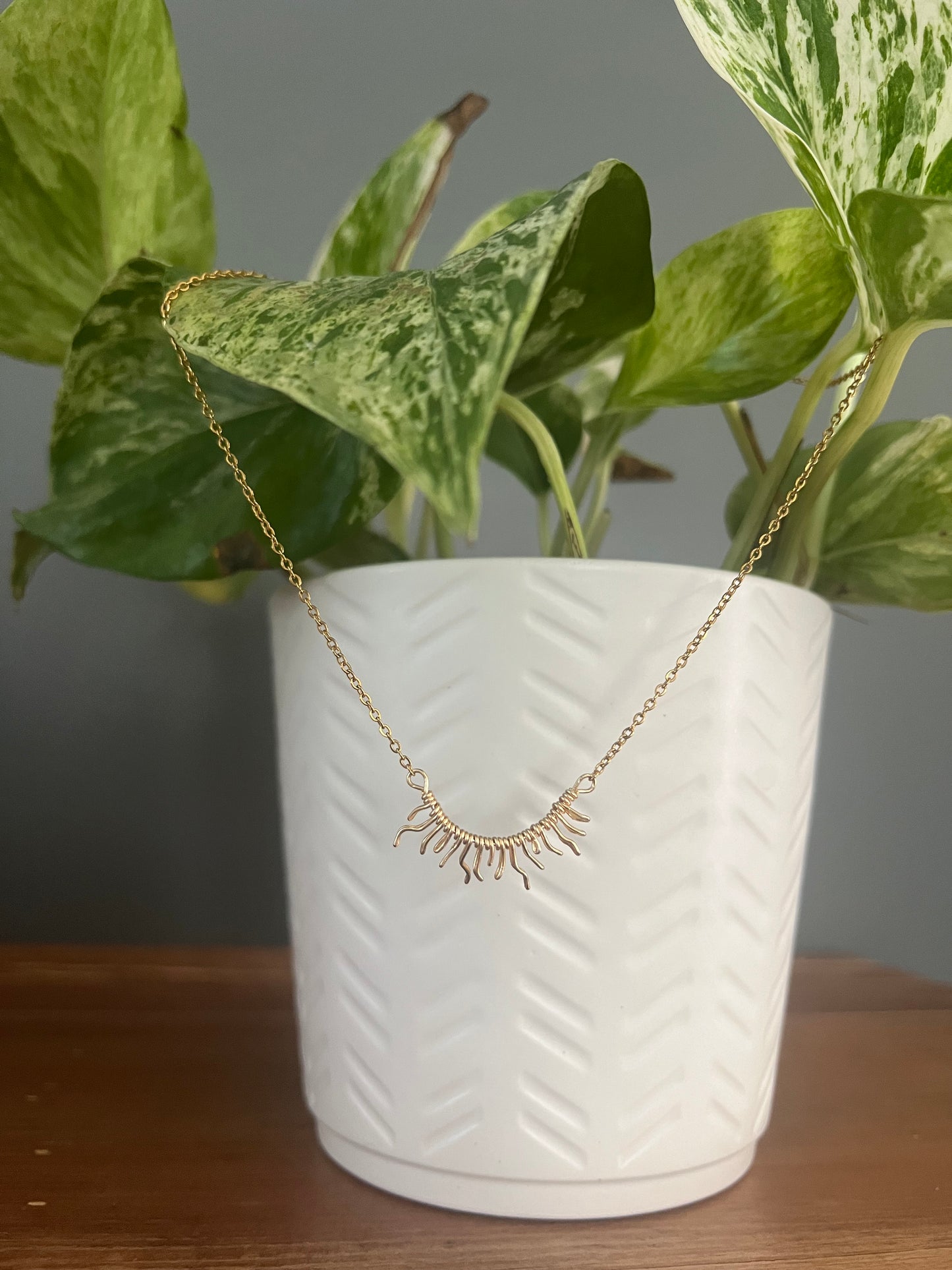 Coastal Glow: Sun Shaped Wire- Stackable Necklace