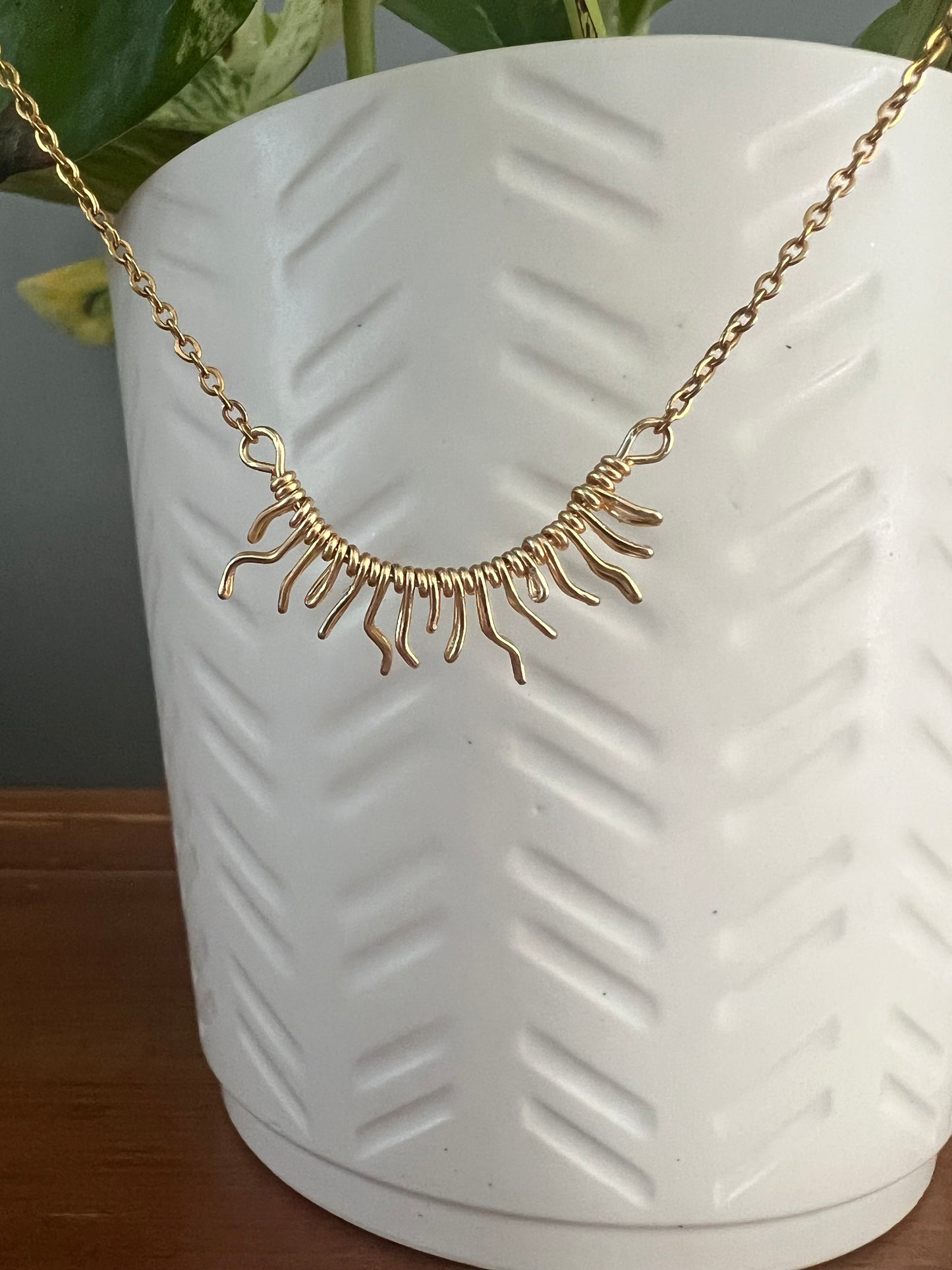 Coastal Glow: Sun Shaped Wire- Stackable Necklace