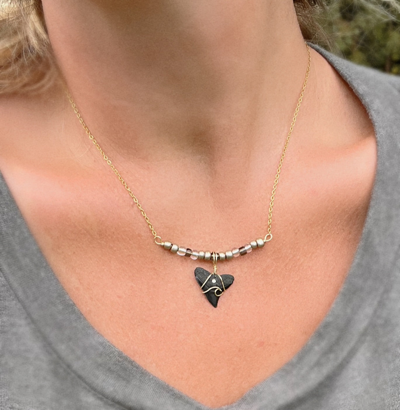 The Sandbar - Bull Shark + Beaded Bar Necklace