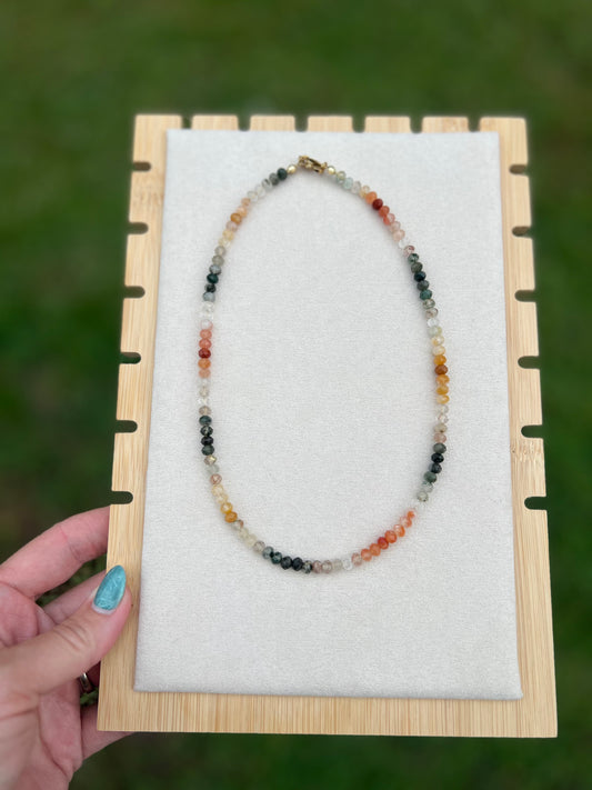 Coastal Harvest- Dainty fall earthy toned bead necklace - perfect for layering