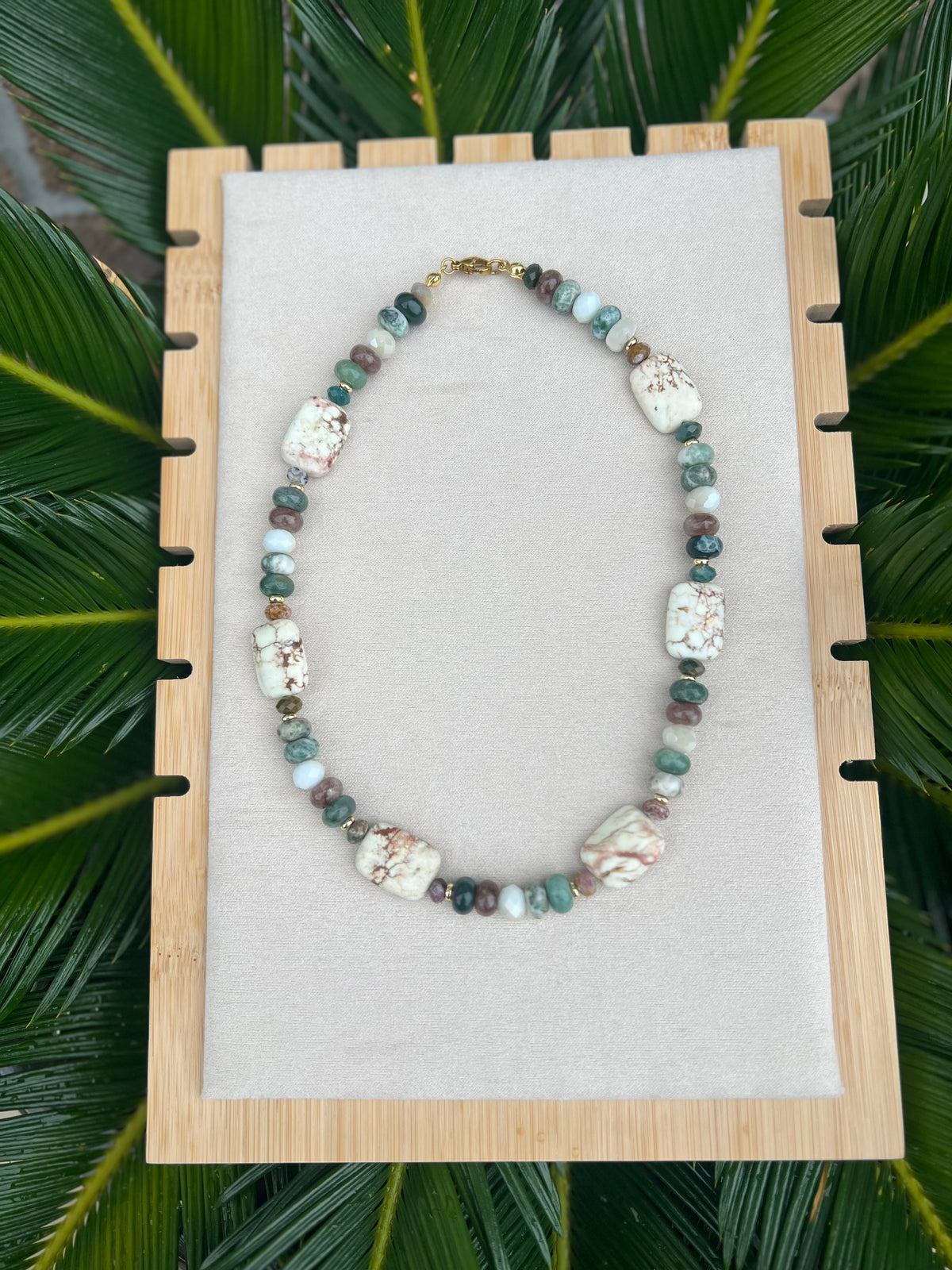 Coastal forest beaded necklace