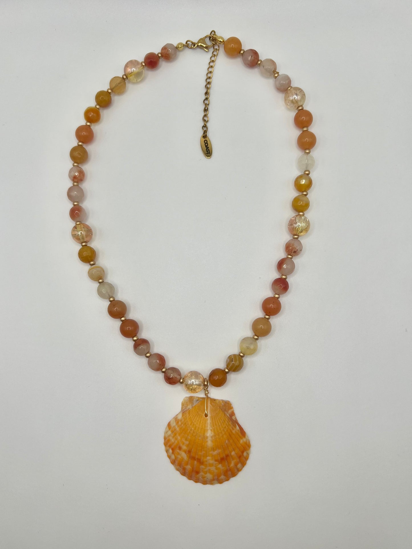 Coastal Sunrise Beaded Scallop Necklace