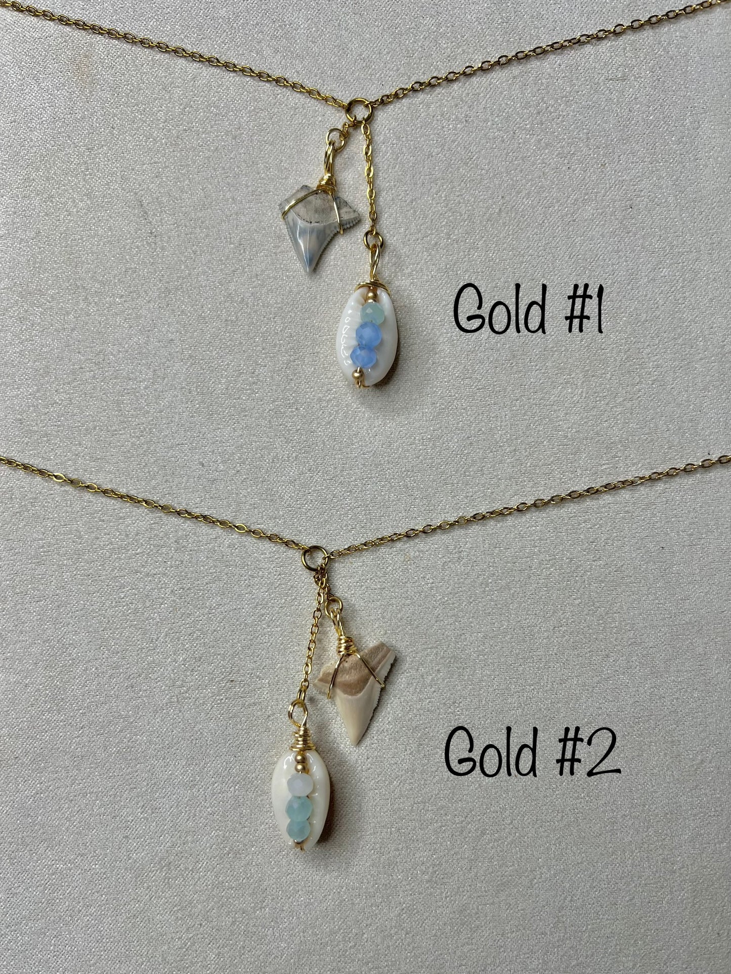 COASTal Cowgirl -shark tooth + Cowrie Lariat necklace