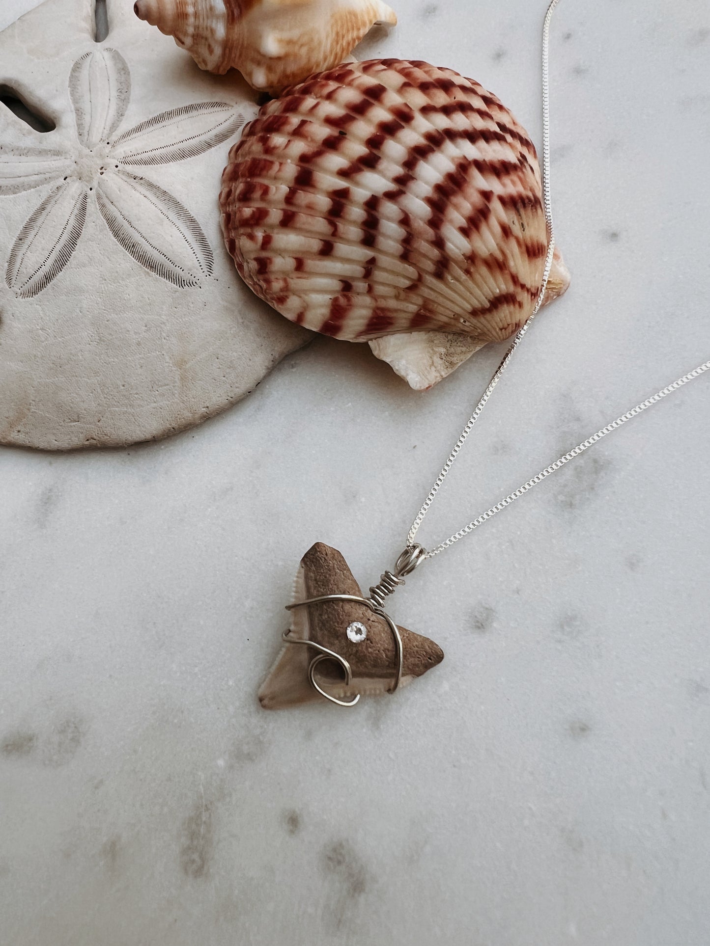 Coastal Dreams- Bull Shark Tooth + Crystal + Wave Design