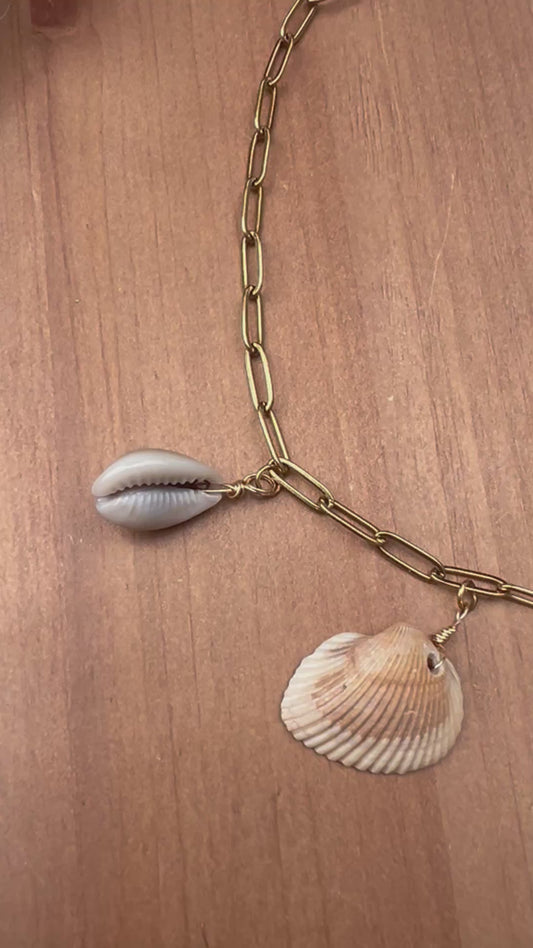 Coastal Charm Necklace with real shells and shark tooth